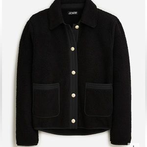 J Crew Black Teddy sherpa lady jacket Large